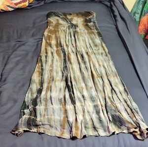 Lani Blue Brown Maxi A-Line Resort Skirt